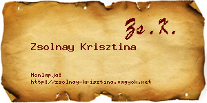 Zsolnay Krisztina névjegykártya